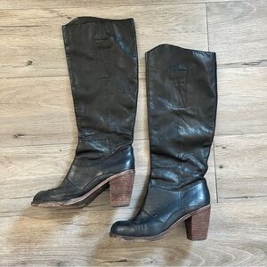 Dolce Vita Stacked Heel Tall Leather Boot​